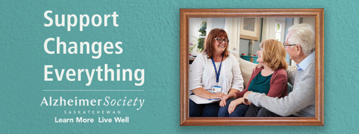 Alzheimer Society of Saskatchewan image of support being provided.